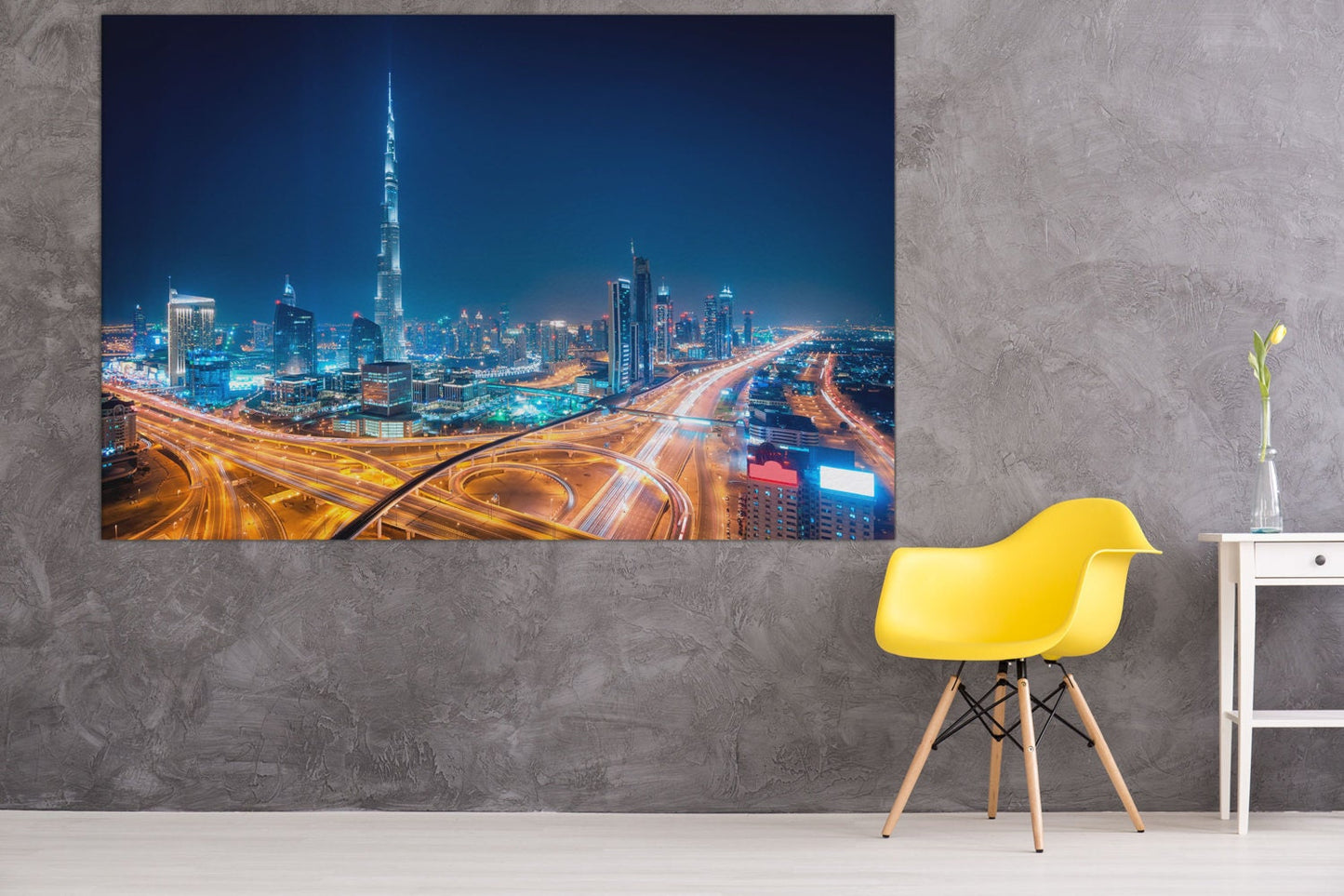 Dubai Night Framed Canvas Leather Print