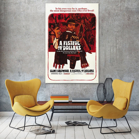 A Fistful of Dollars Poster Framed Canvas Leather Print