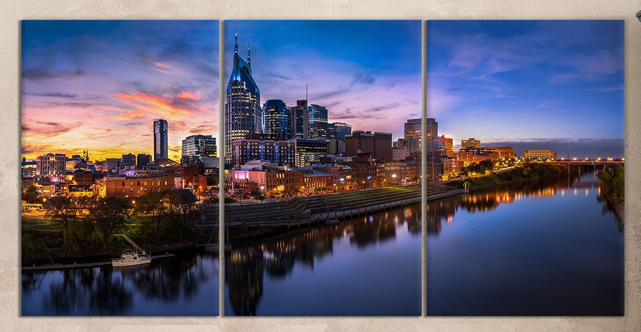 Nashville Skyline 3 panel print closeup
