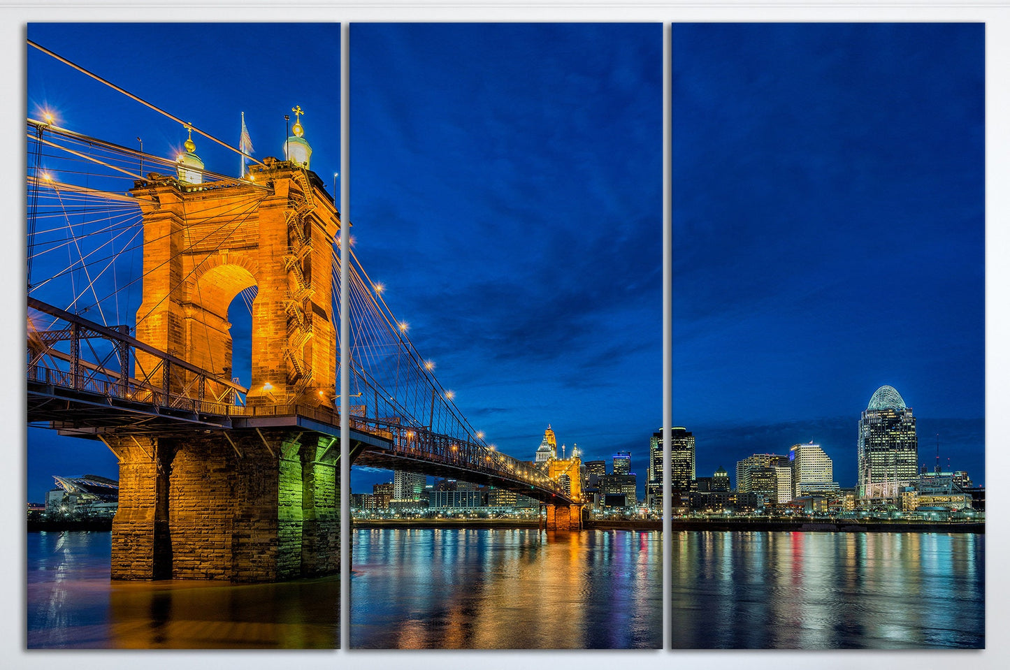 Cincinnati Skyline at Twilight Canvas Eco Leather Print, Made in Italy!