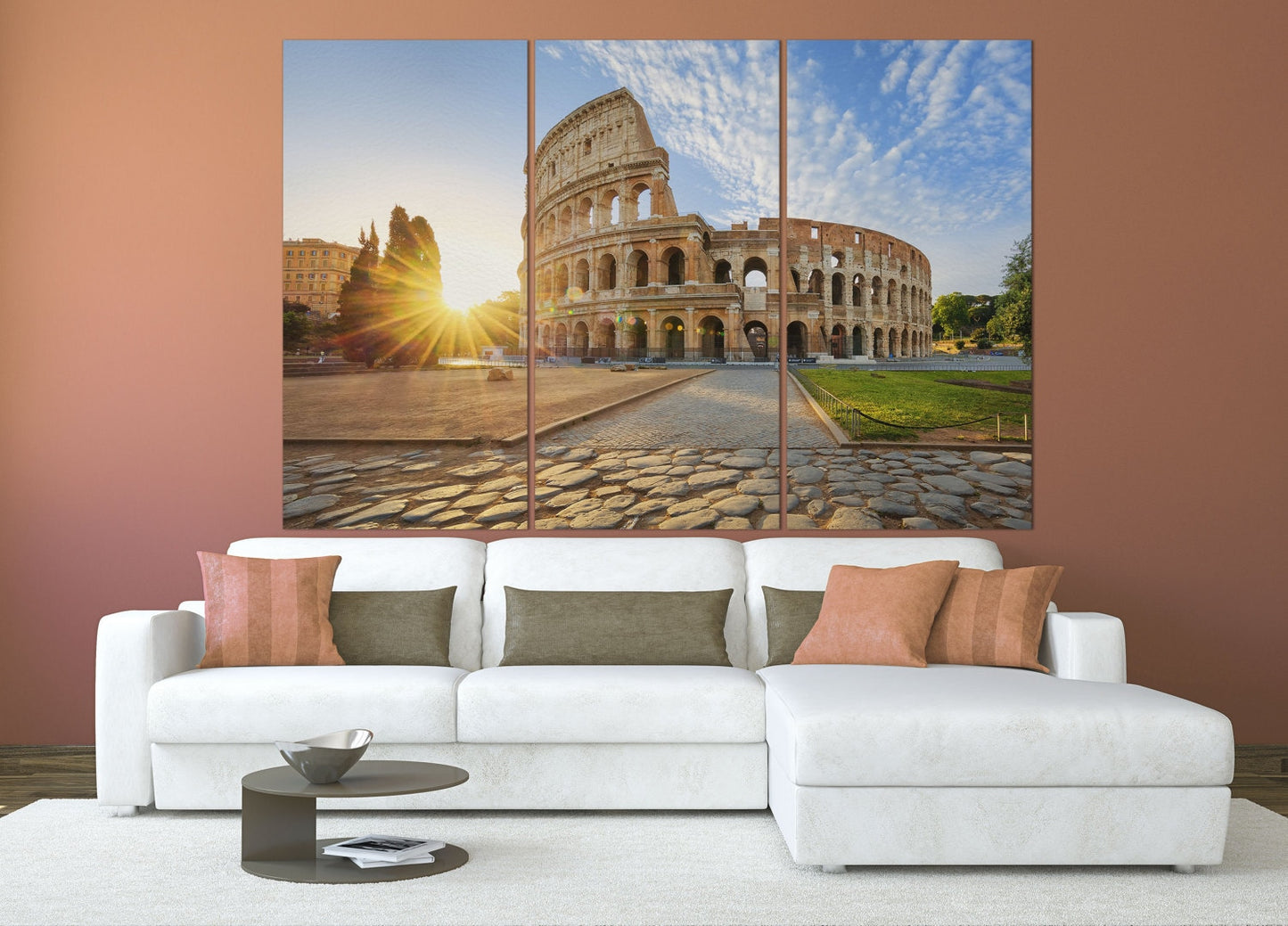 Rome Colosseum Canvas Eco Leather Print, Made in Italy!