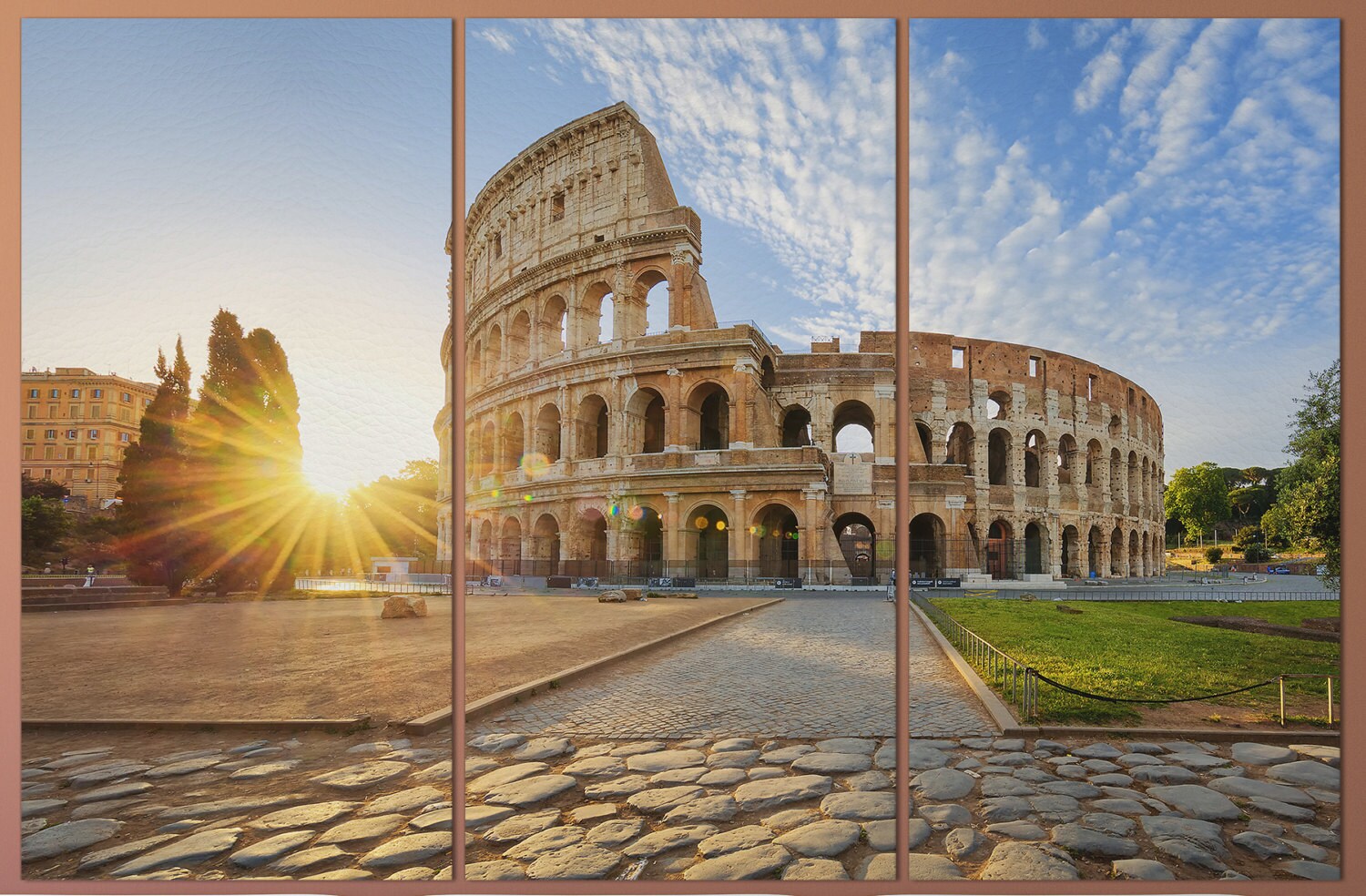 Rome Colosseum Canvas Eco Leather Print, Made in Italy!