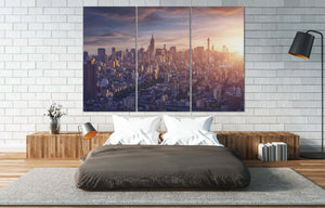 New York City Sunrise Canvas Wall Art 3 Panels Print Home Art