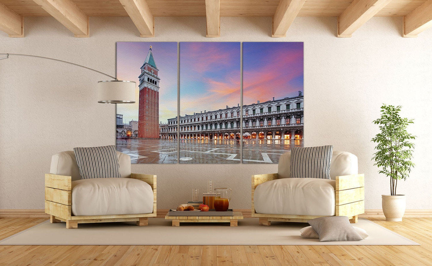 San Marco Square Venice Venezia Italy Canvas Eco Leather Print, Made in Italy!