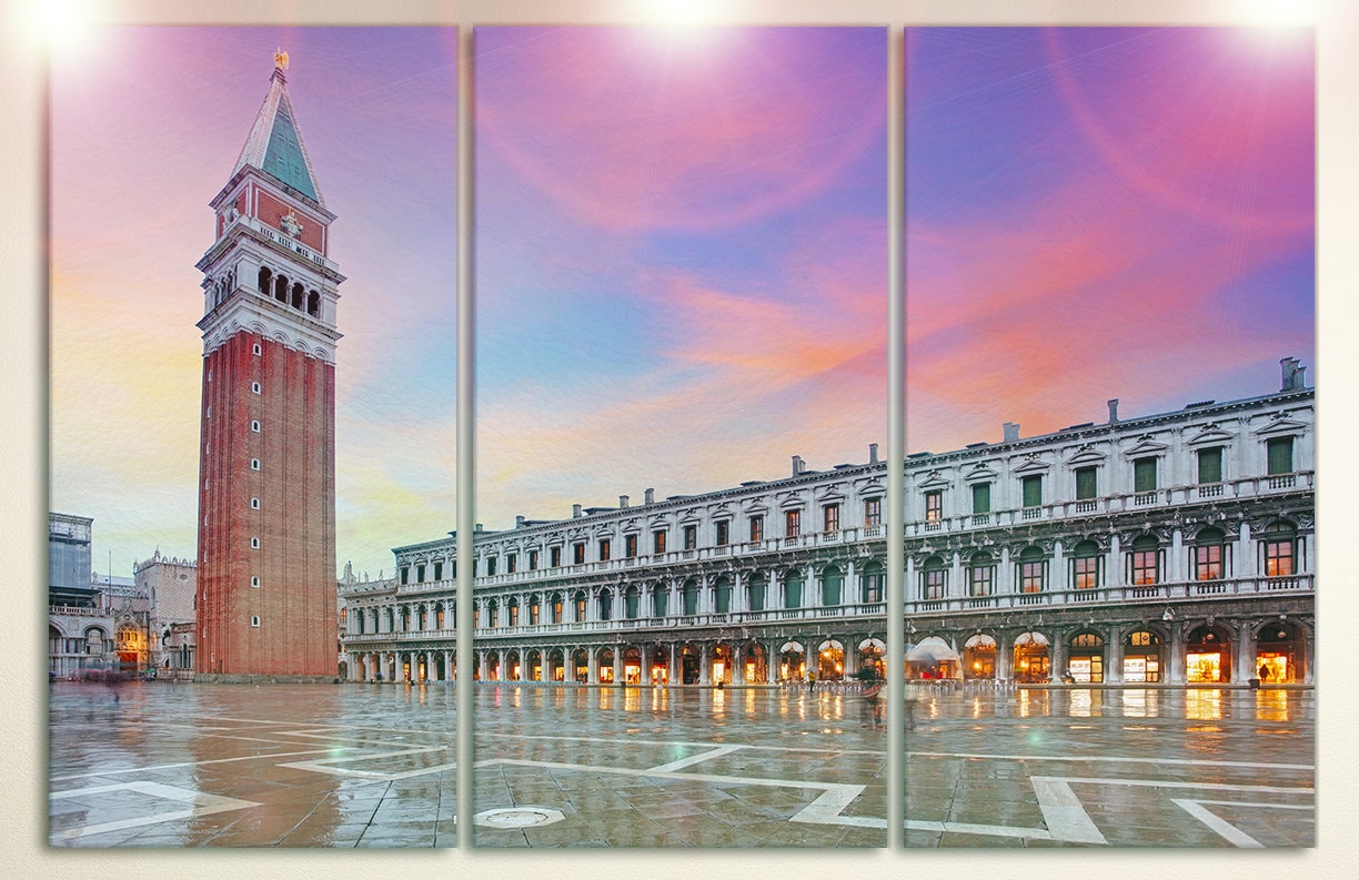 San Marco Square Venice Venezia Italy Canvas Eco Leather Print, Made in Italy!
