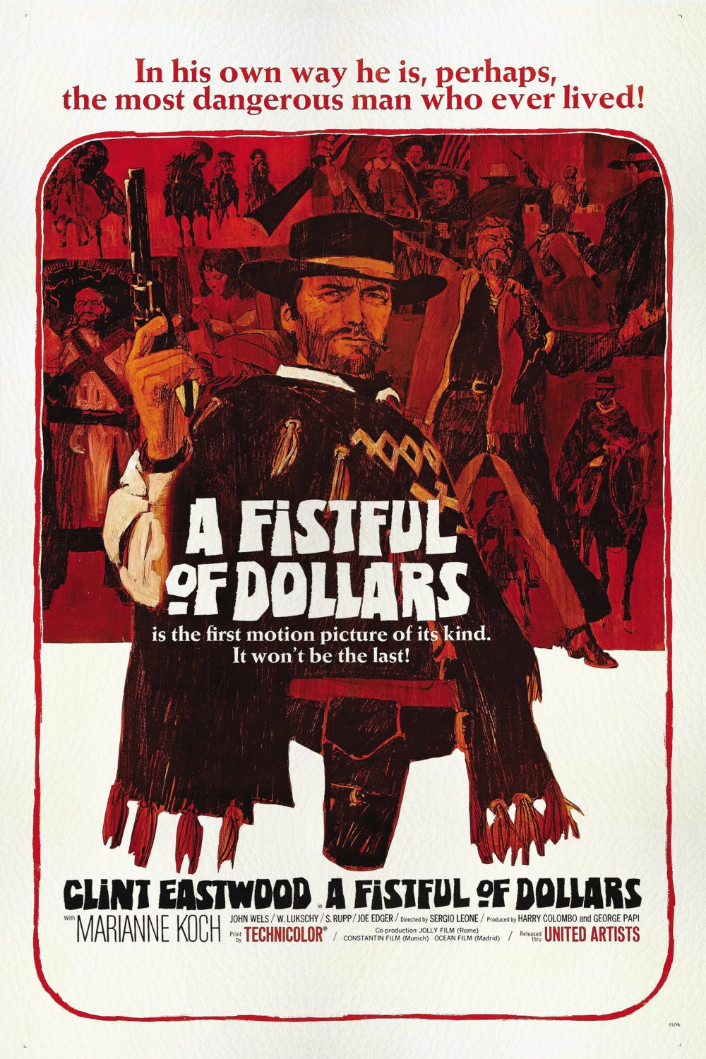 A Fistful of Dollars Poster Framed Canvas Leather Print