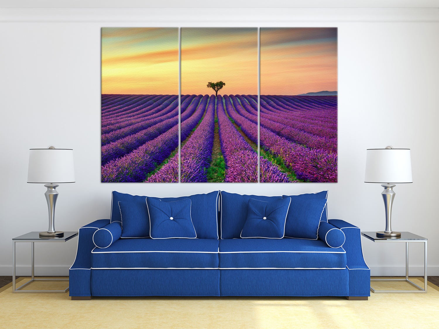 Lavender in Provence, France Framed Canvas Leather Print