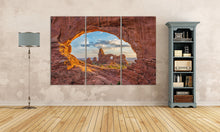 Load image into Gallery viewer, 3 Panel Arches National Park in Utah Framed Canvas Leather Print