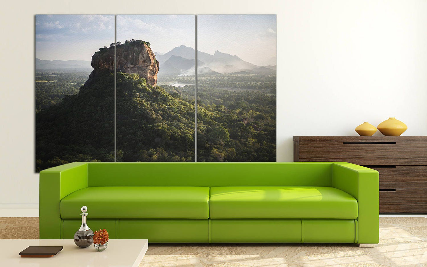 Sigiriya Lion Rock Fortress Sri Lanka Wall Art Canvas Eco Leather Print, Made in Italy!