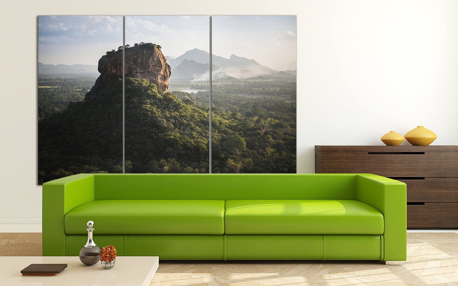 Sigiriya Lion Rock Fortress Sri Lanka Wall Art Canvas Eco Leather Print, Made in Italy!