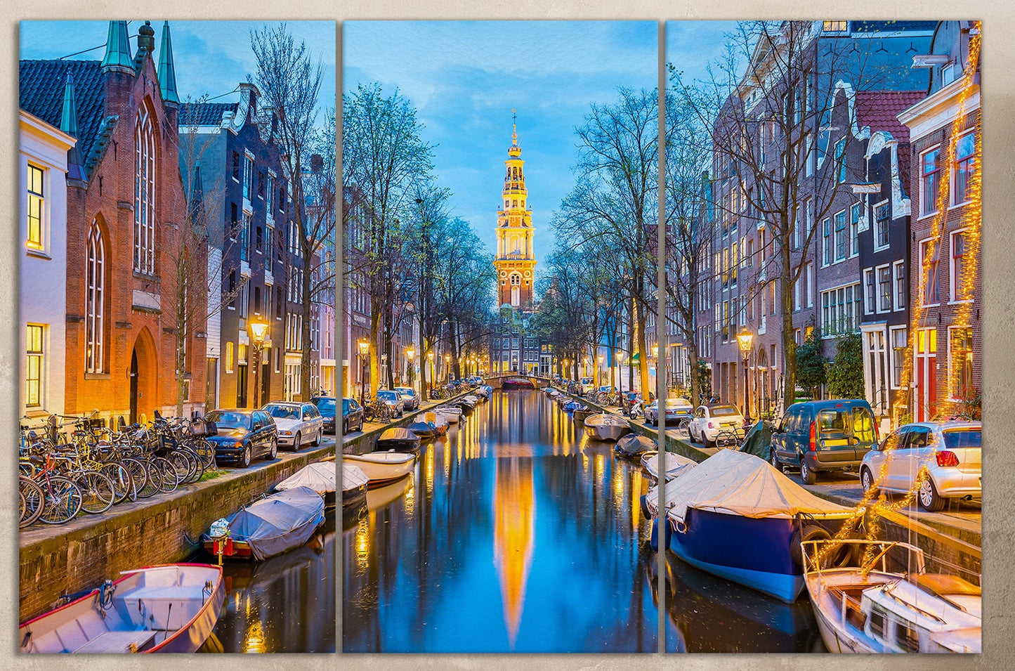 Amsterdam canal wall art 3 panels print