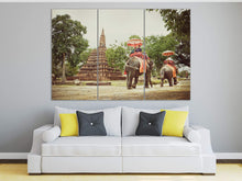 Laden Sie das Bild in den Galerie-Viewer, Ayutthaya, Thailand Walking with Elephants Canvas Eco Leather Print, Made in Italy!