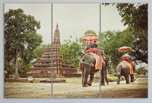 Laden Sie das Bild in den Galerie-Viewer, Ayutthaya, Thailand Walking with Elephants Canvas Eco Leather Print, Made in Italy!