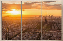 Laden Sie das Bild in den Galerie-Viewer, Paris, Eiffel Tower Aerial View at Sunset Canvas Eco Leather Print, Made in Italy!