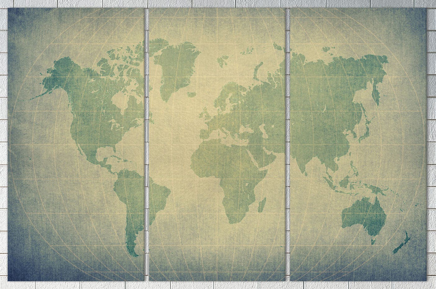 Retro World Map Framed Canvas Print