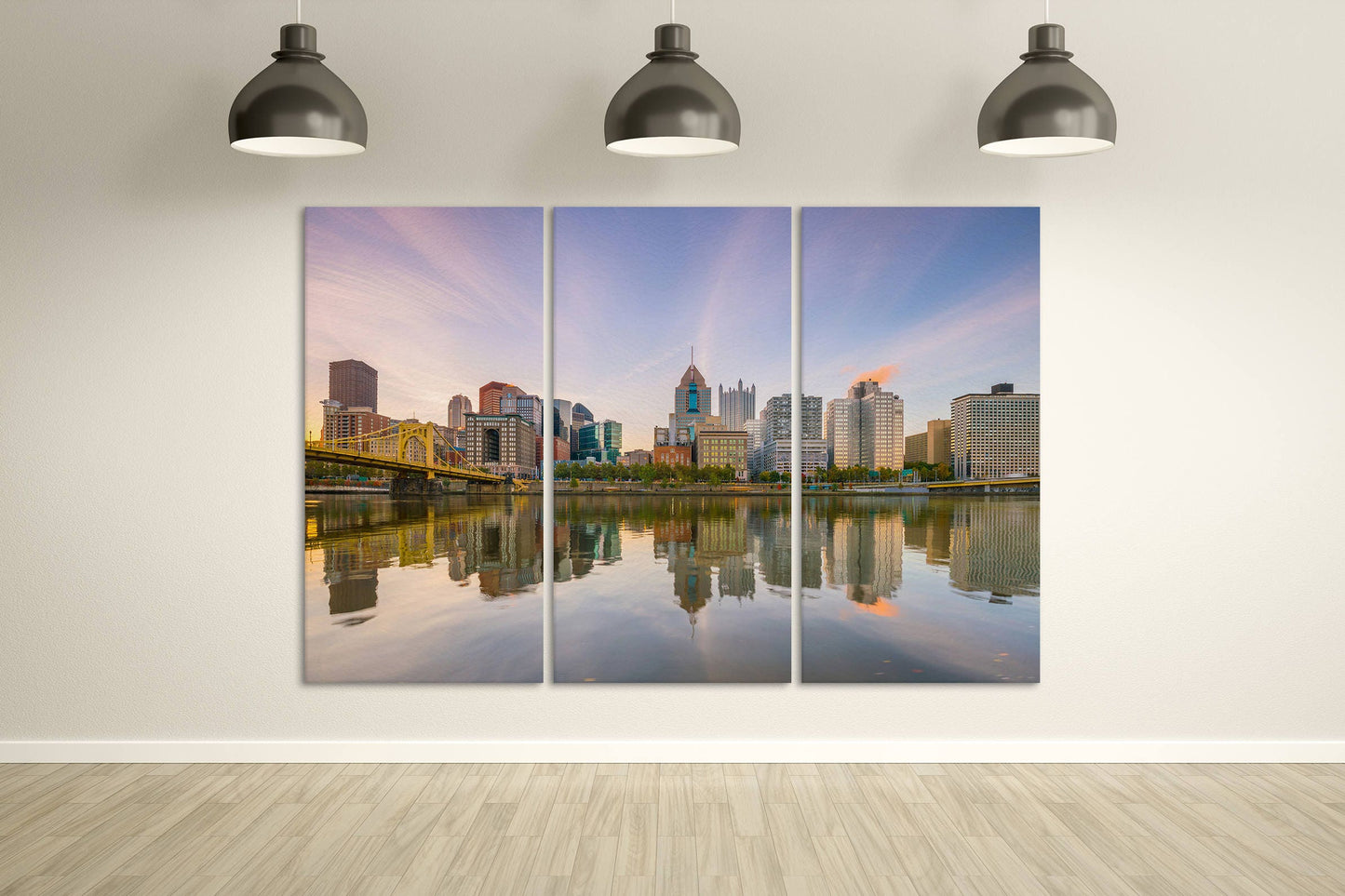 Pittsburgh Downtown Skyline at Twilight Canvas Eco Leather Print