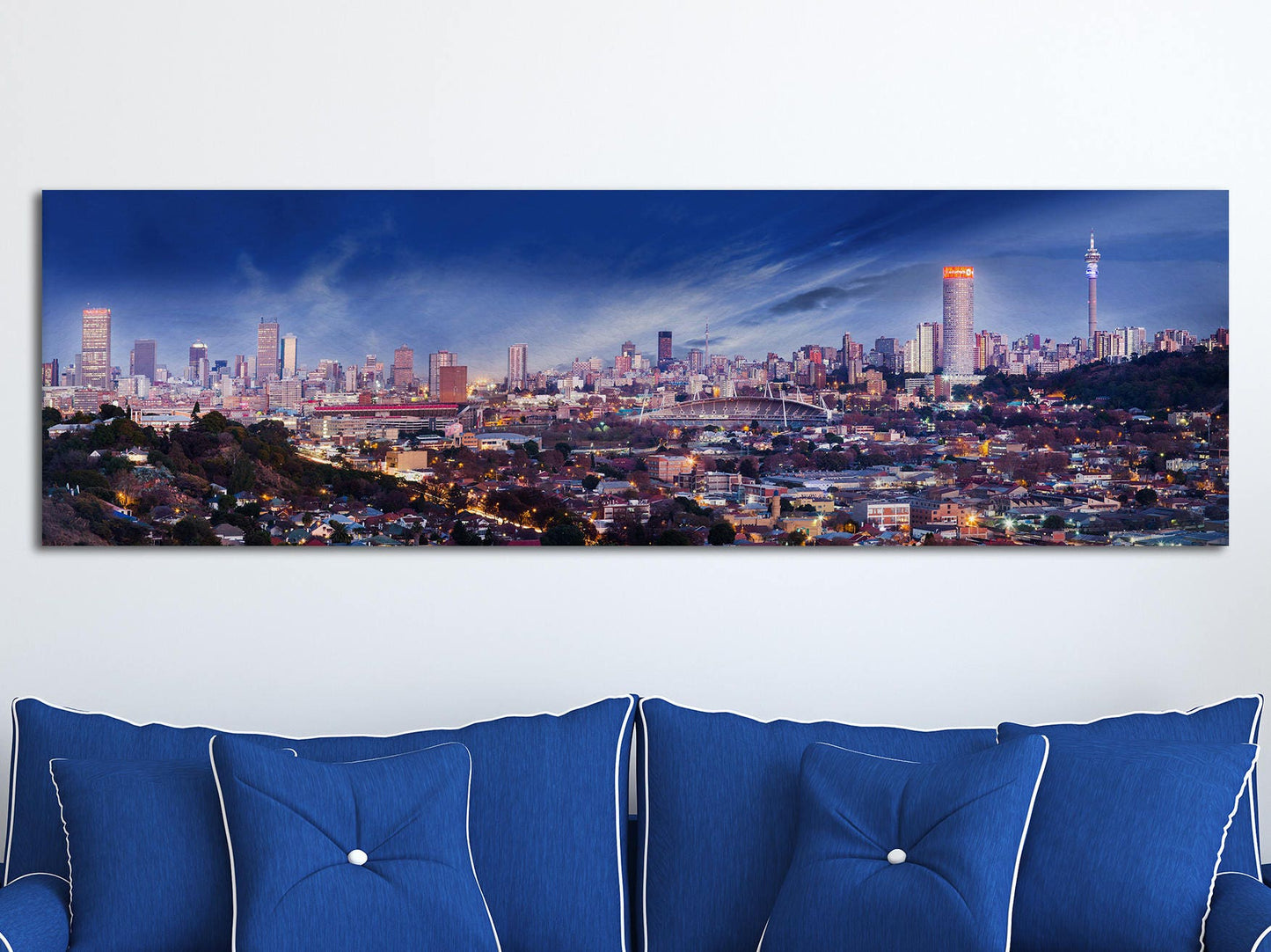 Johannesburg Skyline Framed Canvas Leather Print