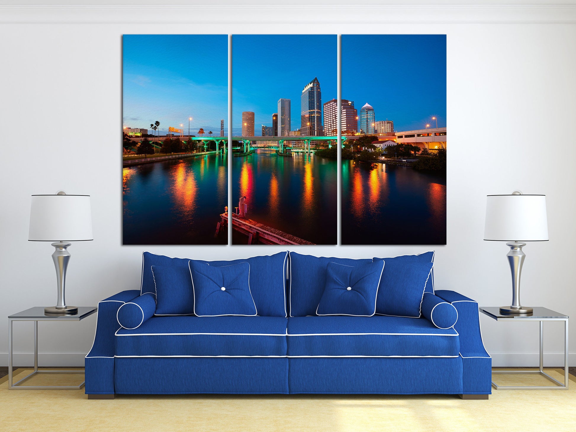 Tampa Hillsborough River Skyline Sunset Home Art Canvas Print