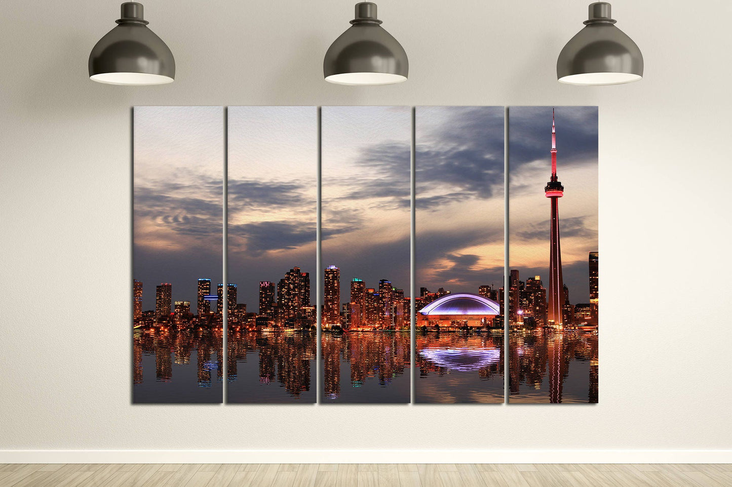 Toronto Skyline Wall Art Canvas Leather Print