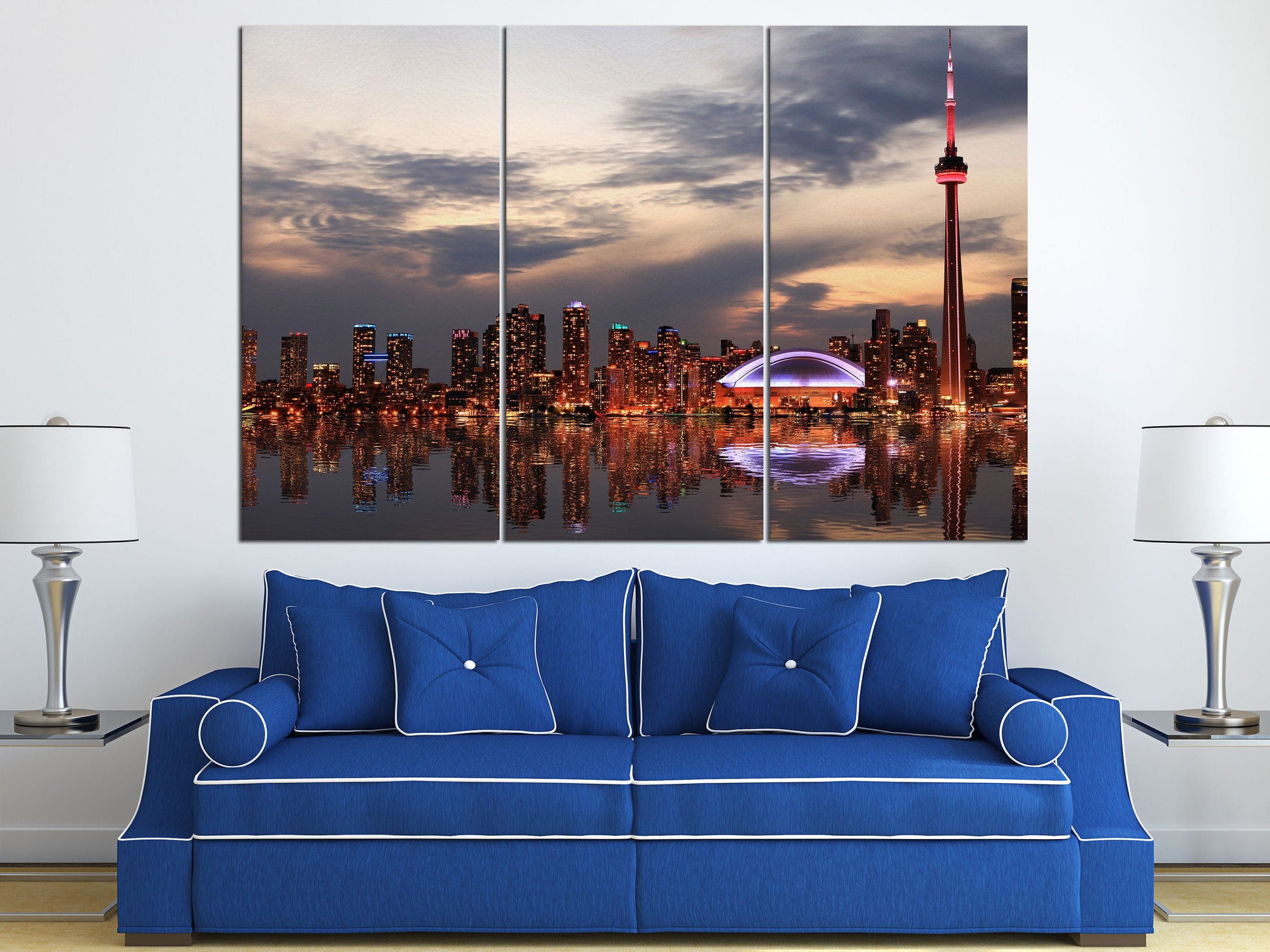 Toronto Skyline Wall Art Canvas Leather Print