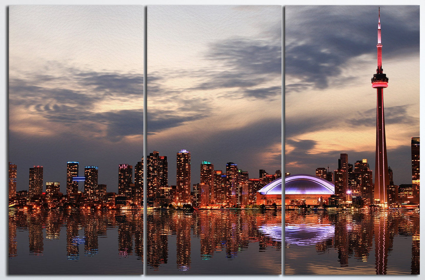 Toronto Skyline Wall Art Canvas Leather Print