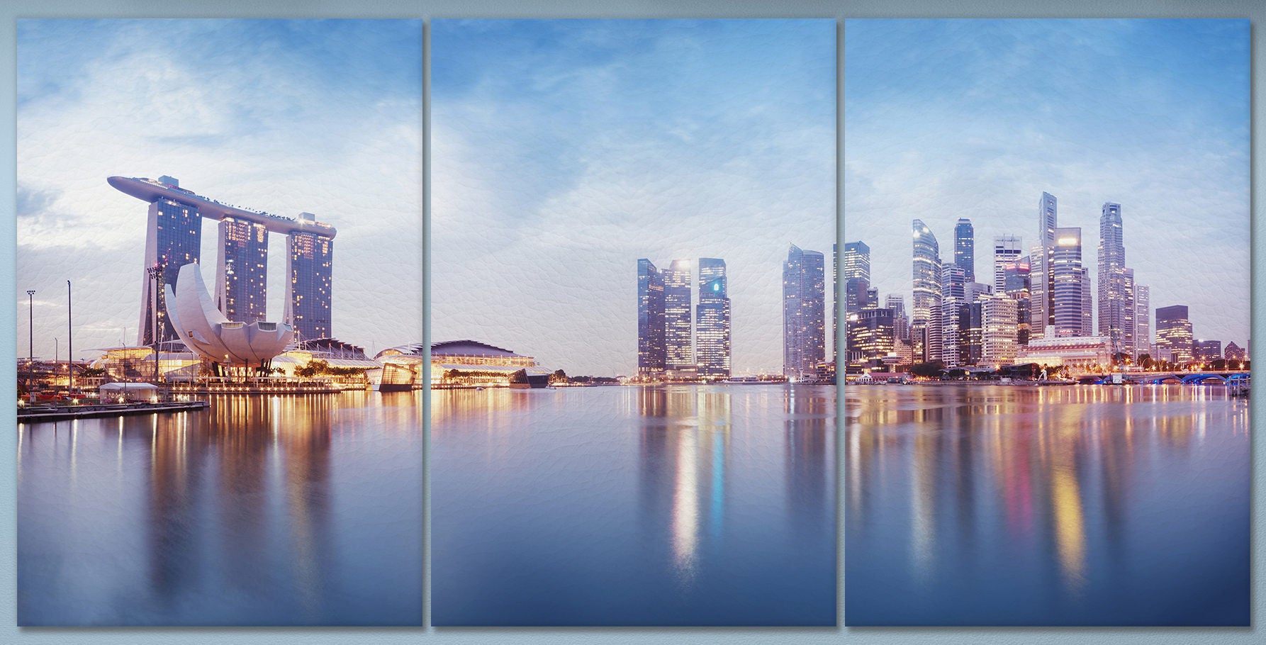 Singapore Skyline Panoramic Canvas Eco Leather Print