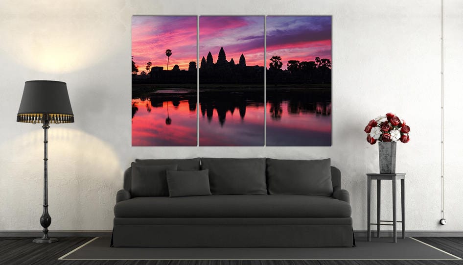 Angkor Wat Temple Sunrise Wall Art Home Decor Canvas Eco Leather Print