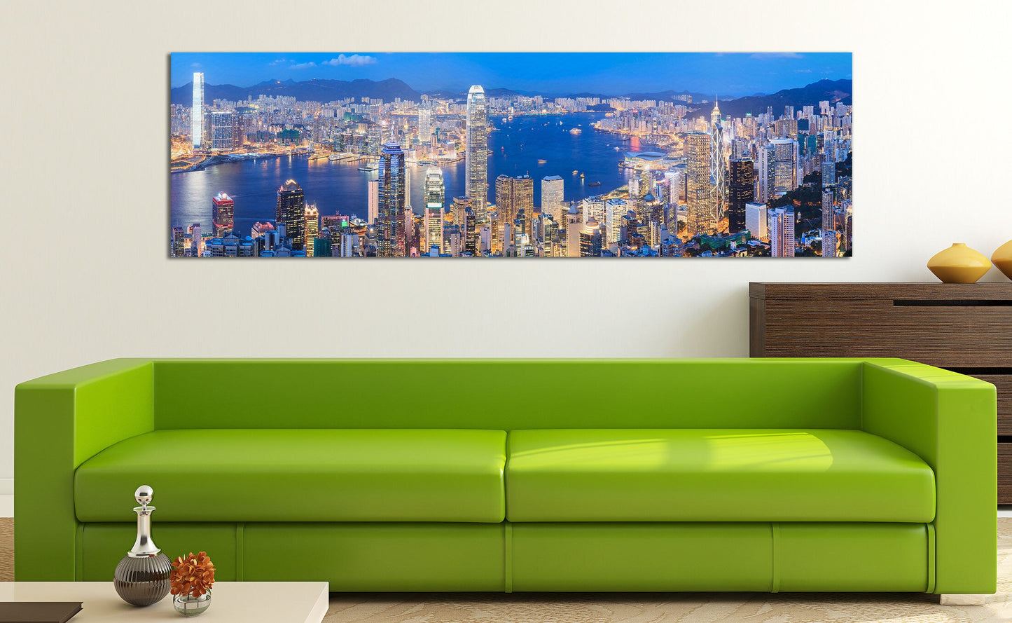 Hong Kong skyline from Victoria Peak canvas leather print
