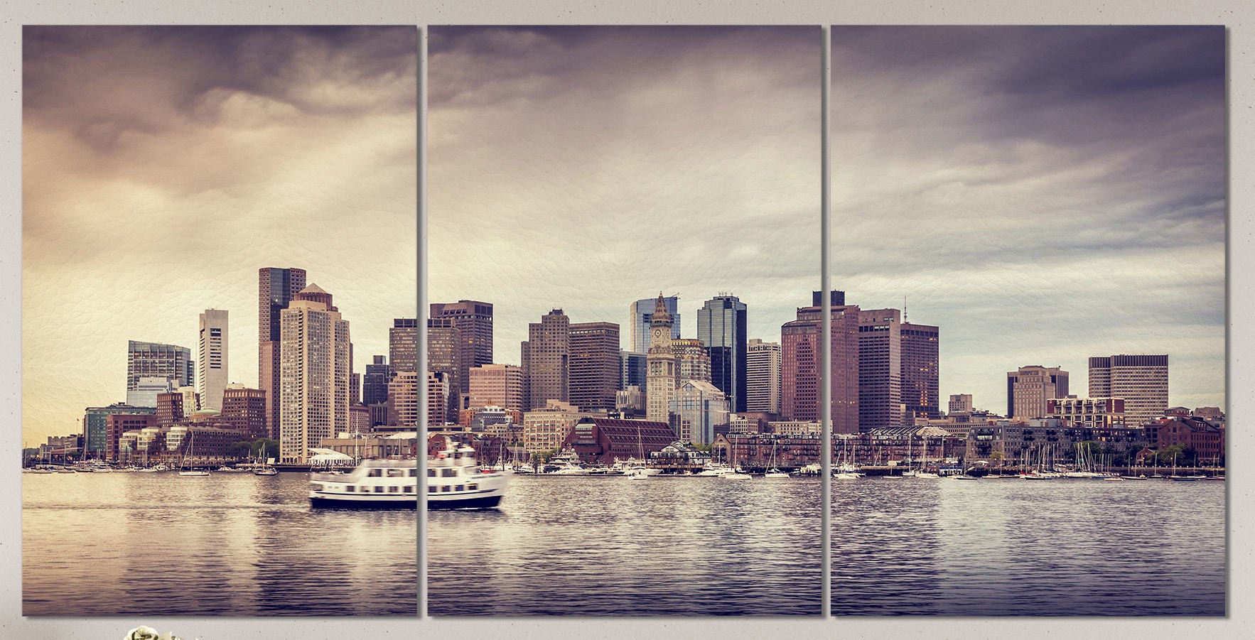 Boston Skyline wall art canvas leather print