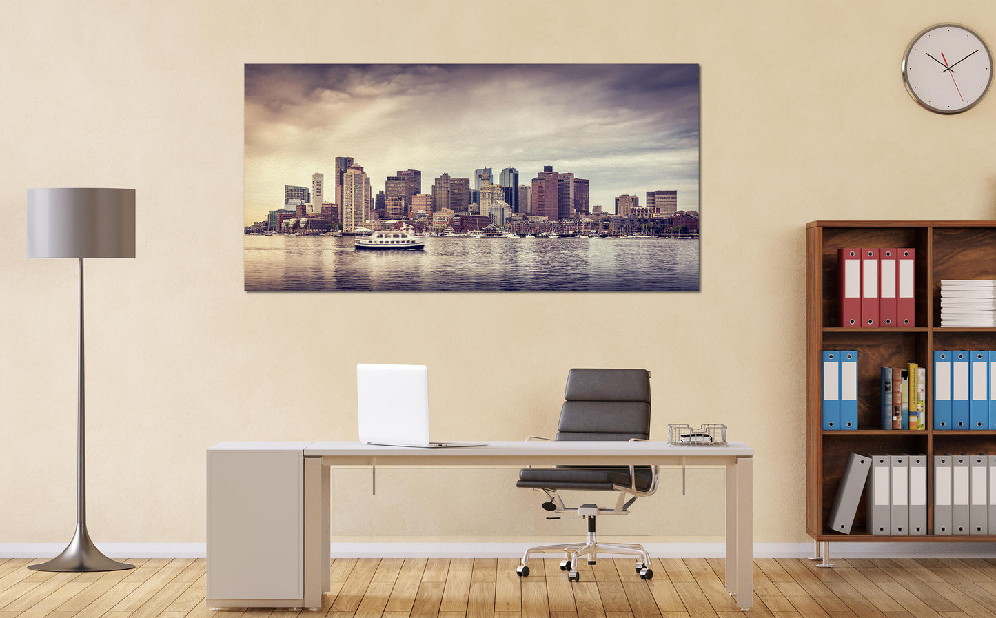 Boston Skyline wall art canvas leather print