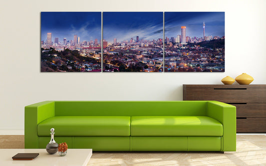 Johannesburg Skyline Framed Canvas Leather Print