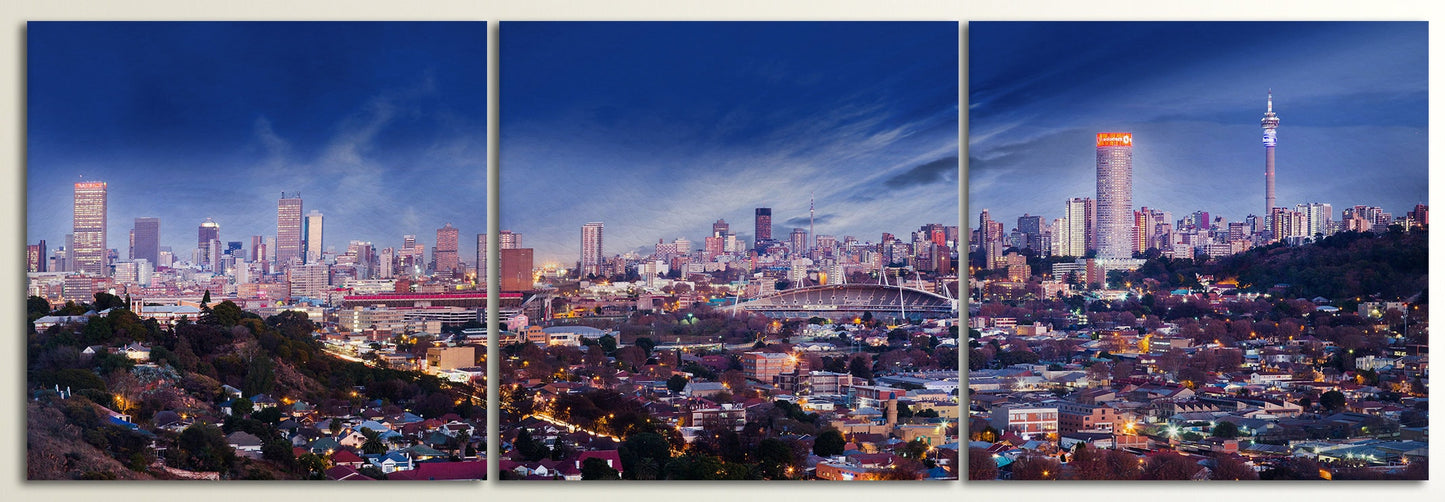 Johannesburg Skyline Framed Canvas Leather Print