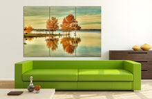 Load image into Gallery viewer, 3 Panel Fall in Waco, Texas Framed Canvas Leather Print