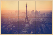 Charger l&#39;image dans la galerie, 3 Panel Tour Eiffel Vintage Filter Framed Canvas Leather Print