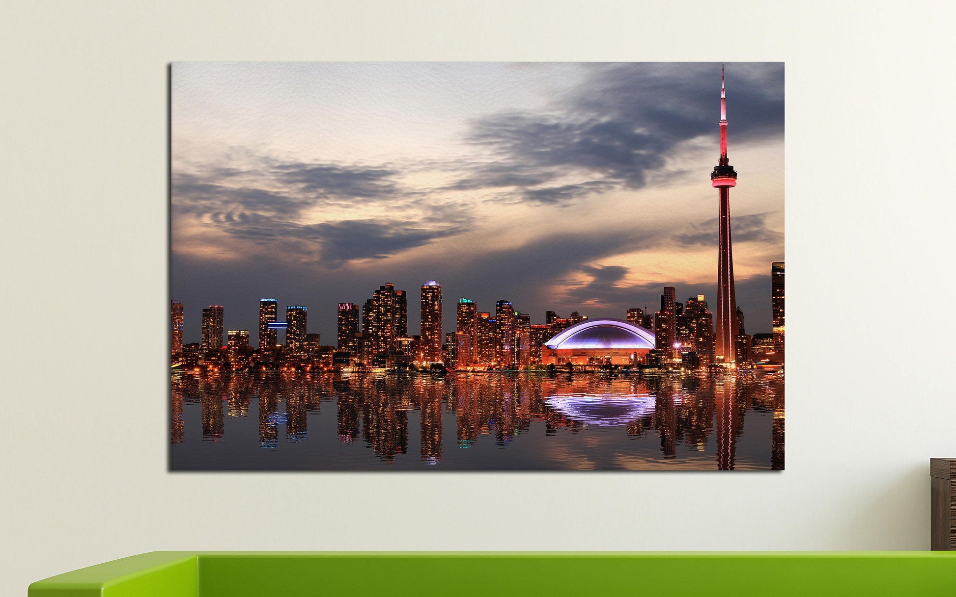 Toronto Skyline Wall Art Canvas Leather Print