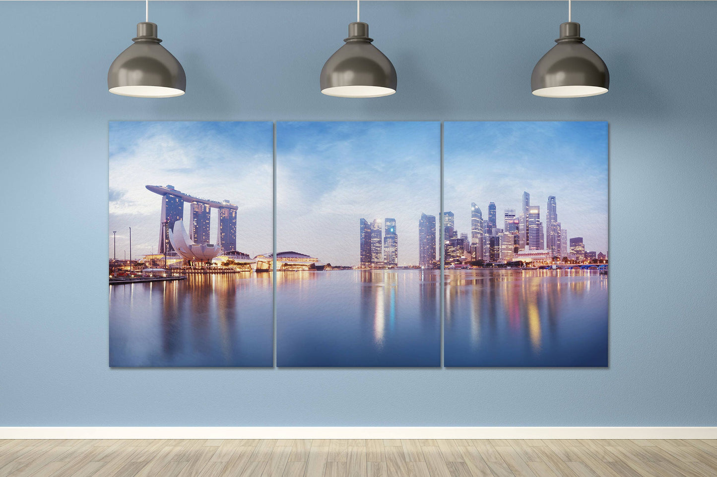 Singapore Skyline Panoramic Canvas Eco Leather Print