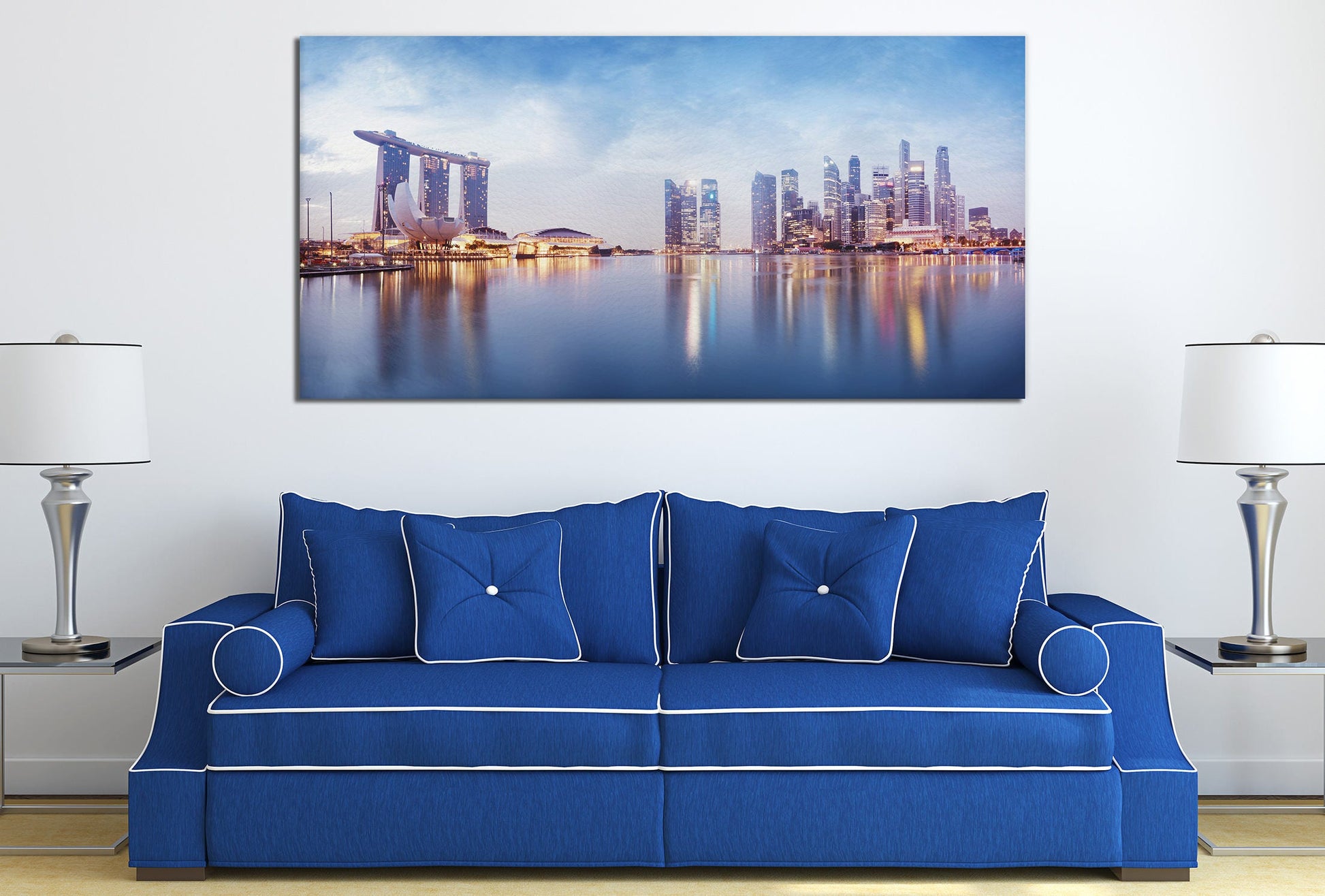 Singapore Skyline Panoramic Canvas Eco Leather Print
