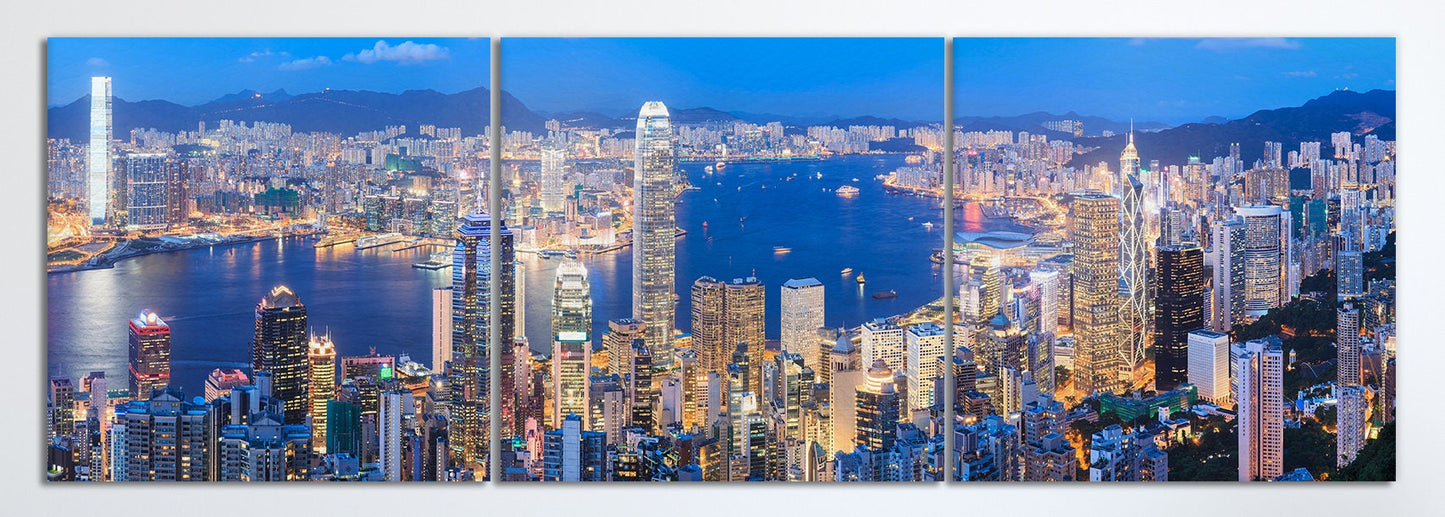 Hong Kong skyline from Victoria Peak canvas leather print