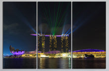 Carica l&#39;immagine nel visualizzatore di Gallery, Marina Bay Sands Laser Show Wall Art Canvas Print 3 Panels