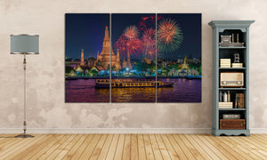 Wat Arun Bangkok canvas eco leather home art print