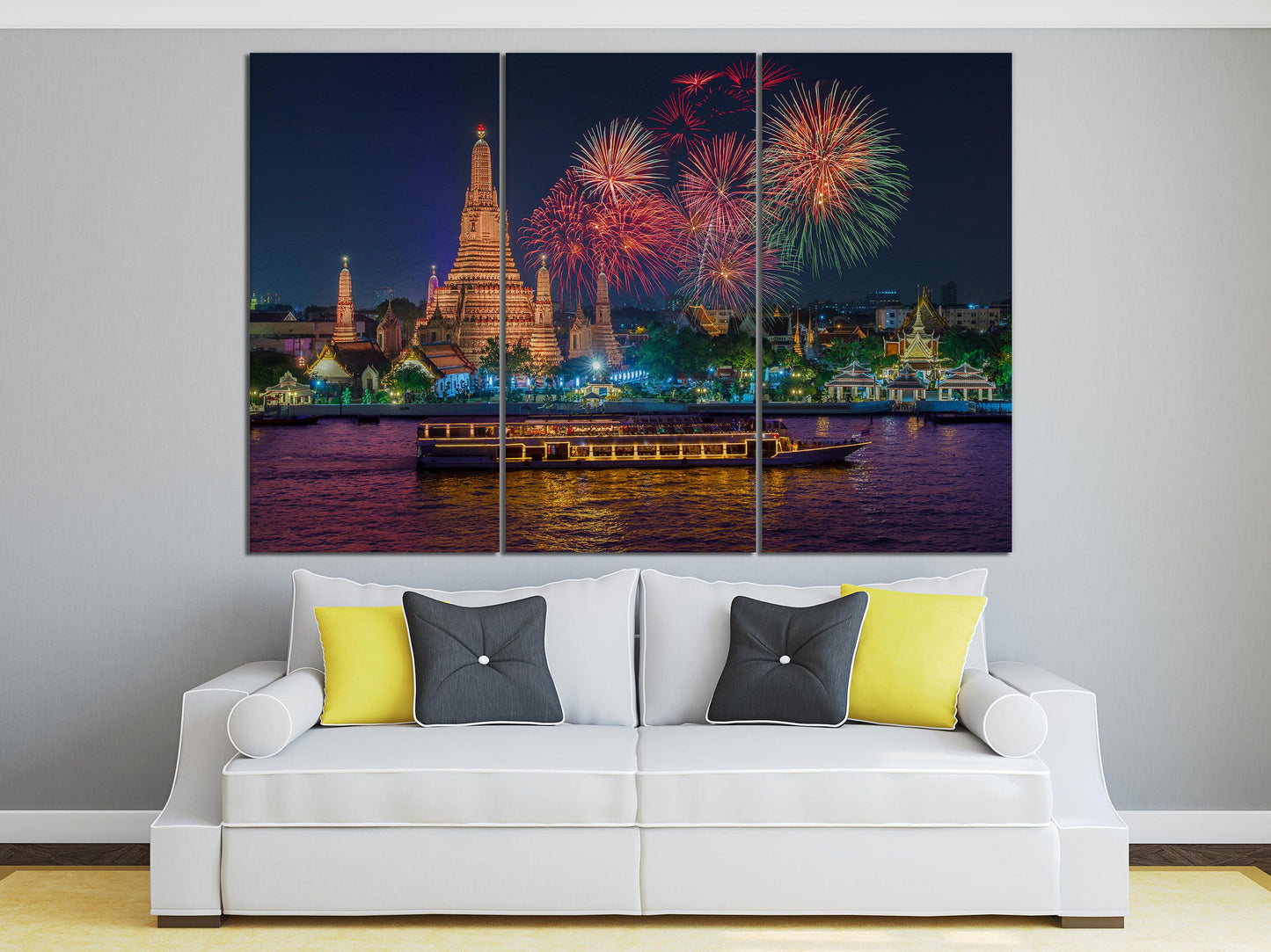 Wat Arun Bangkok canvas eco leather home art print