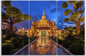 Thotsakan and Sahatsadecha Wat Arun Temple Bangkok wall art 3 panel canvas print