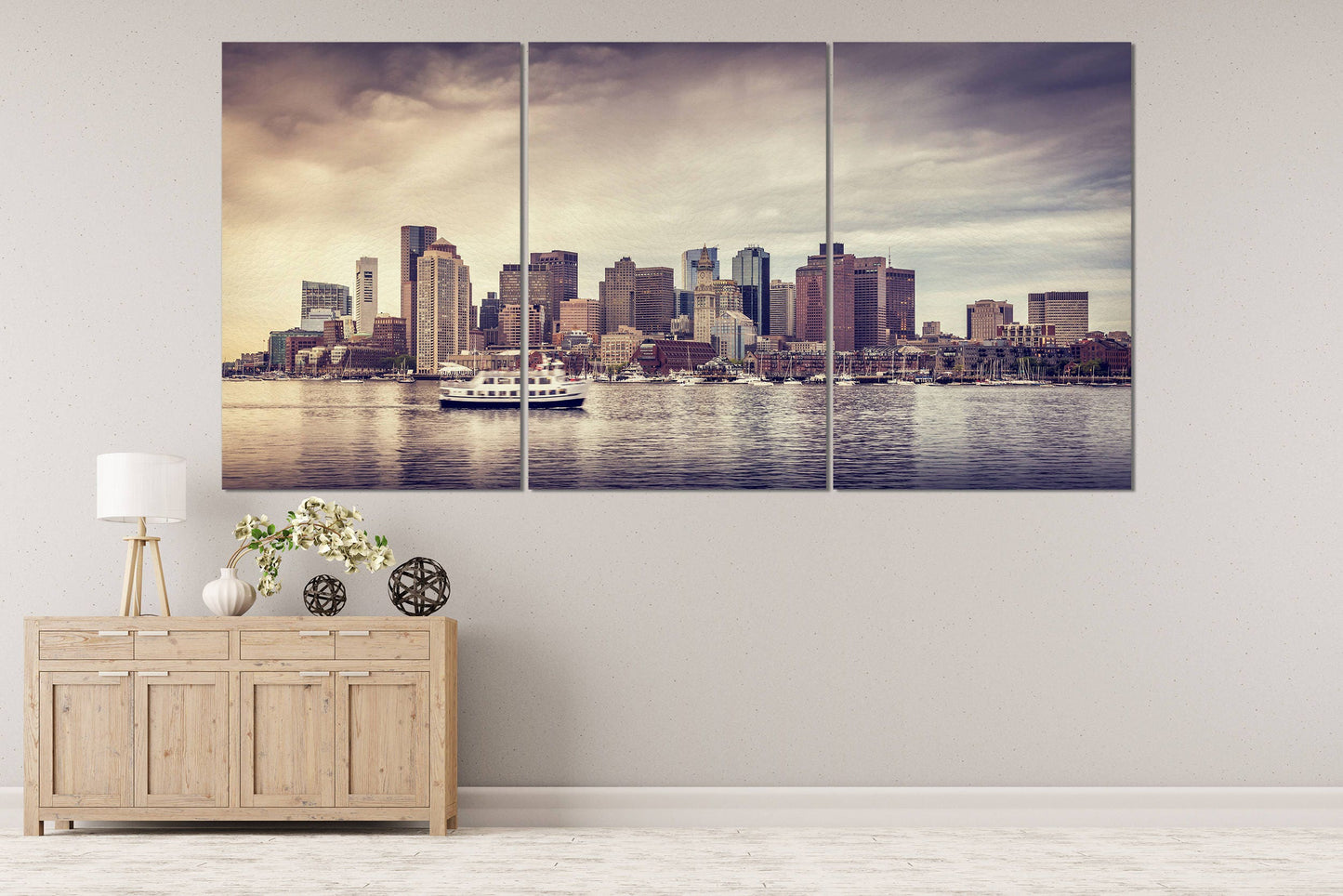 Boston Skyline wall art canvas leather print