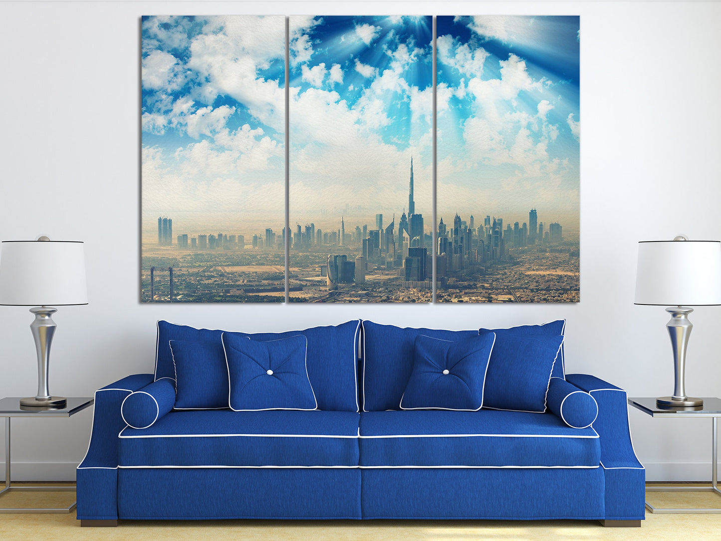 Skyline of Dubai Burj Khalifa wall decor 3 panels print