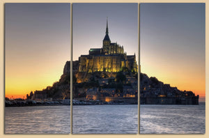Mont Saint Michel Abbey, Normandy, France Canvas Eco Leather Print, Made in Italy!