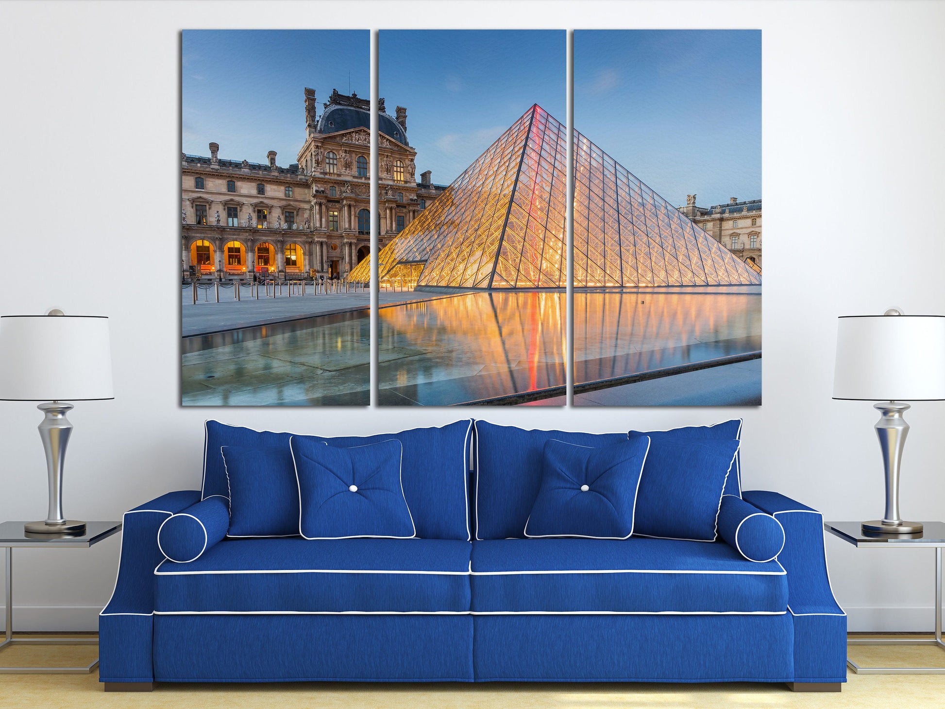 Louvre Museum in Paris, France Canvas Eco Leather Print, Made in Italy!
