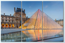 Carica l&#39;immagine nel visualizzatore di Gallery, 3 Panel Louvre Museum in Paris, France Framed Canvas Leather Print