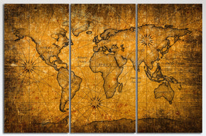 Grunge Detail World Map Canvas Eco Leather Print, Made in Italy!