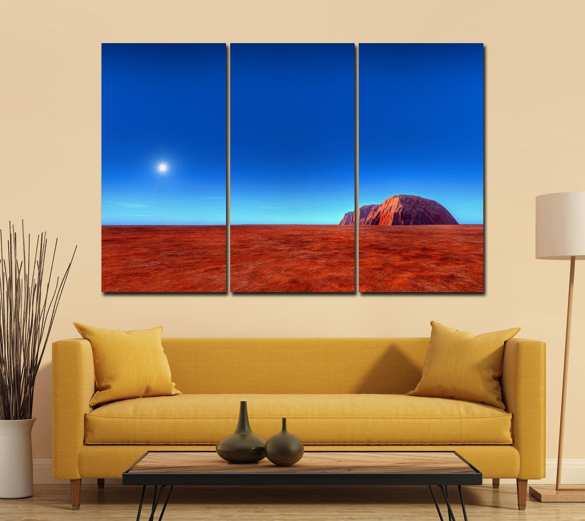 Uluru Ayers Rock Australia Canvas Eco Leather Print, Made in Italy!