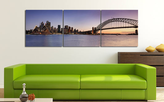 Sydney Skyline Wall Art Canvas Wall Art Vegan Leather Print